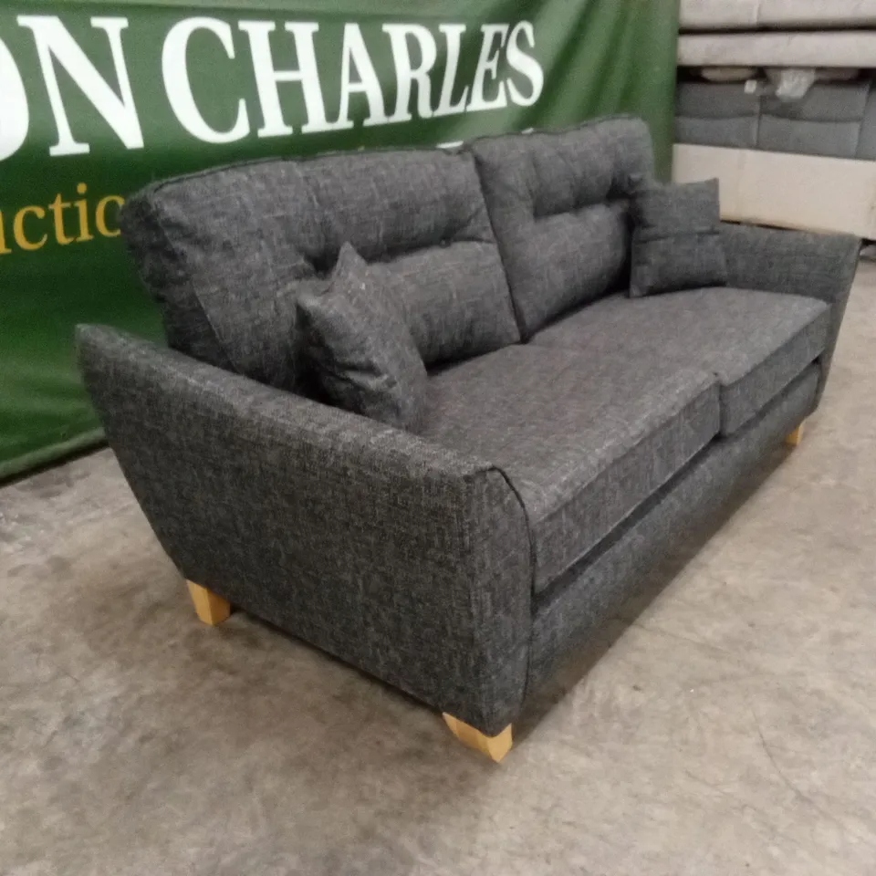 HALSTOW 3 SEATER FABRIC SOFA - CHARCOAL RRP £749