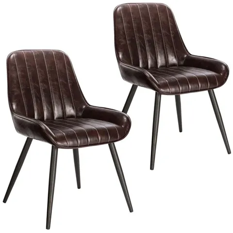 BOXED PAIR OF KNIGHTON UPHOLSTERED CHAIRS - DARK BROWN (1 BOX)