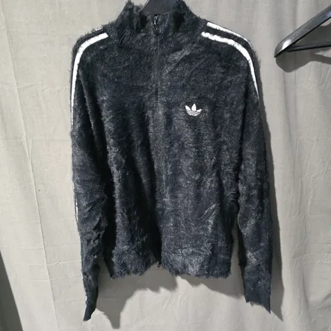 ADIDAS BLACK FAUX-FUR ZIP JACKET