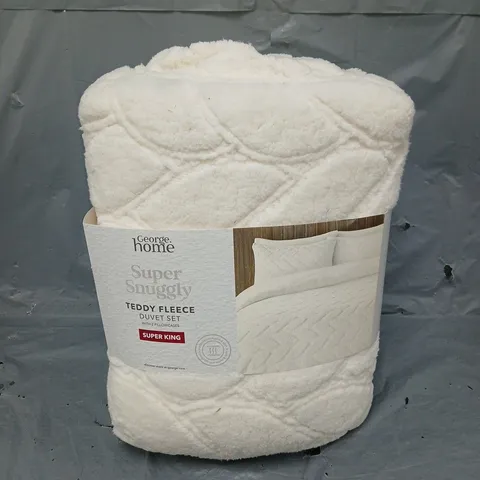 SUPER SNUGGLY TEDDY FLEECE DUVET SET IN CREAM SUPER KING SIZE