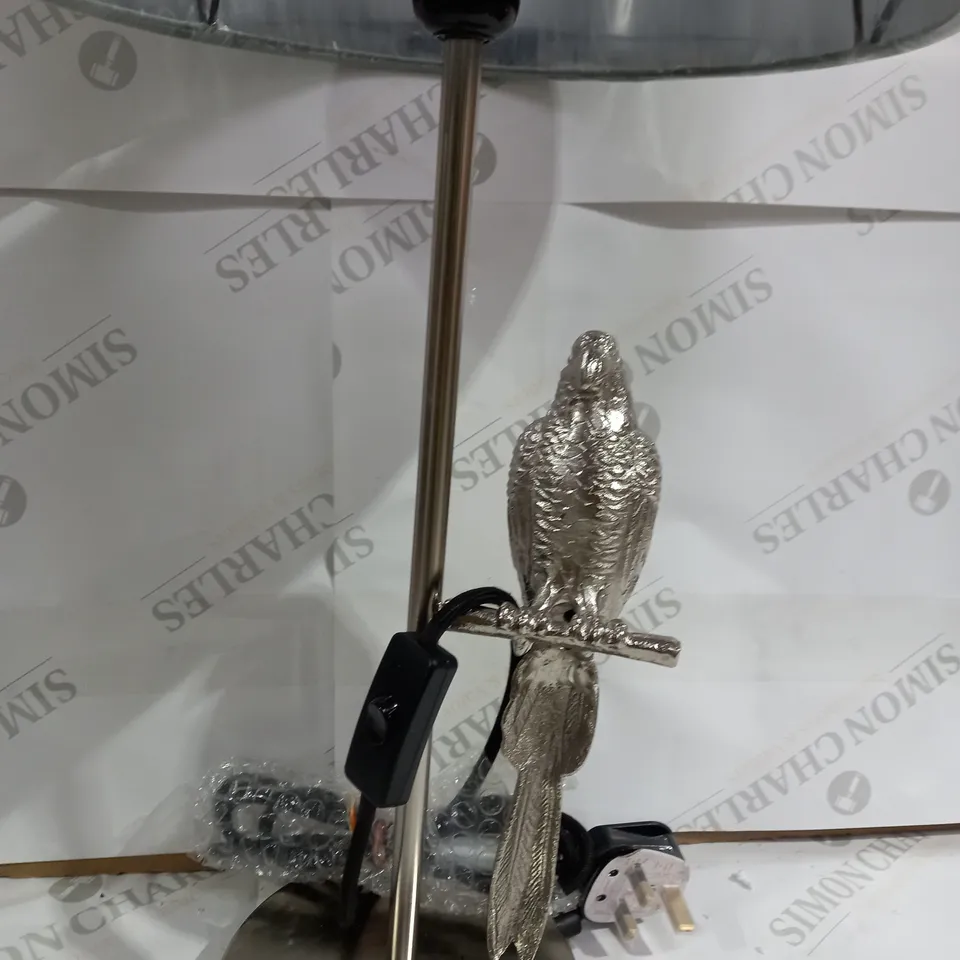 ALISON CORK SILVER SINGLE PARROT DETAIL TABLE LAMP