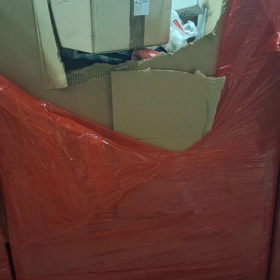 PALLET OF ASSORTED HOUSEHOLD GOODS AND ITEMS TO INCLUDE;COOLER FRIDGE,POPUP TENT,MIRROR