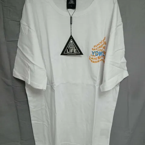 YOU DON'T WANT THIS LIFE NEW WAVE TSHIRT - WHITE, SIZE L