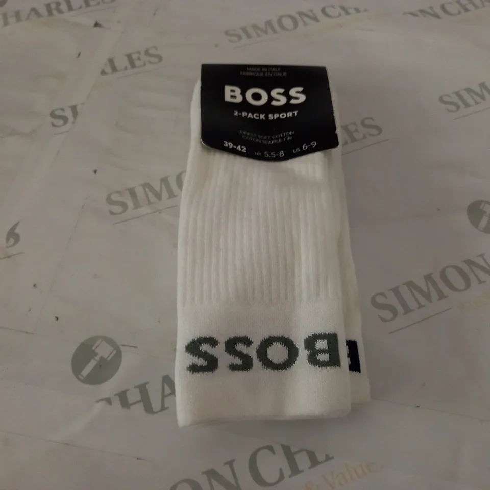 BOSS 2 PACK OF SPORT SOCKS IN WHITE - UK 5.5-8