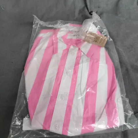 SIENNA COTTON SHIRT – PINK & WHITE STRIPE, UK 10R