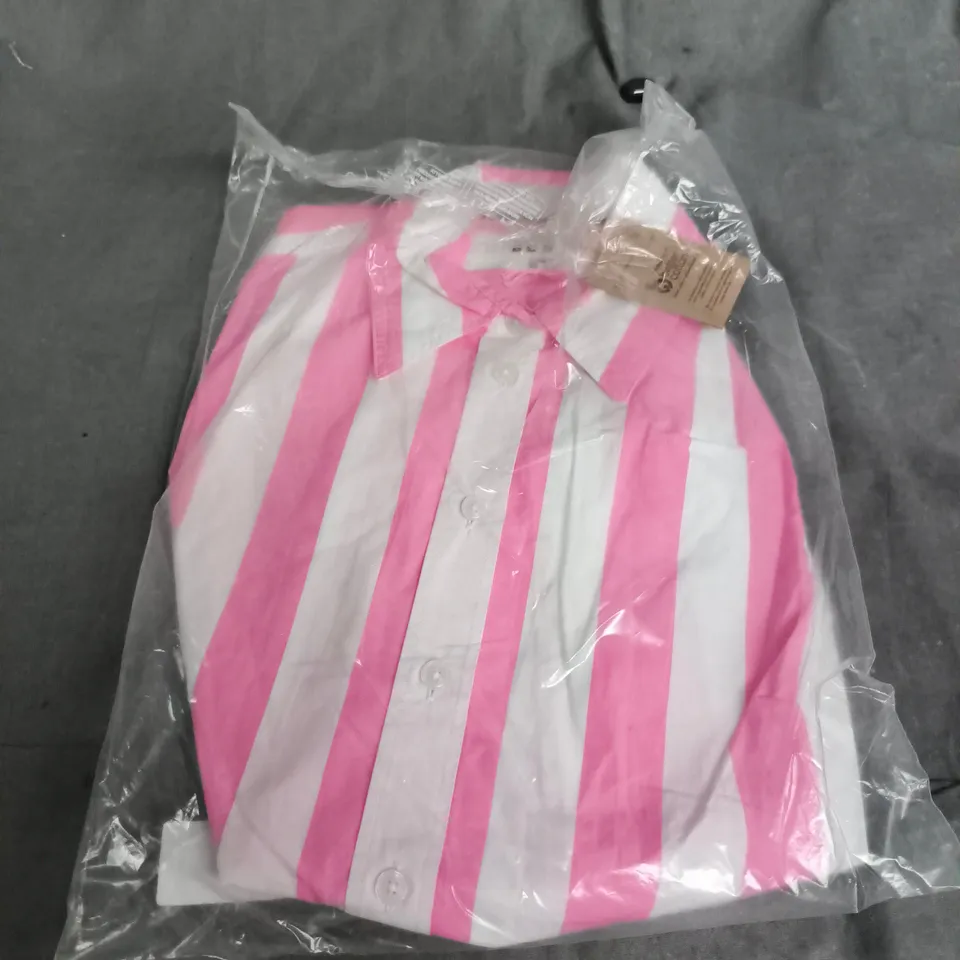 SIENNA COTTON SHIRT – PINK & WHITE STRIPE, UK 10R