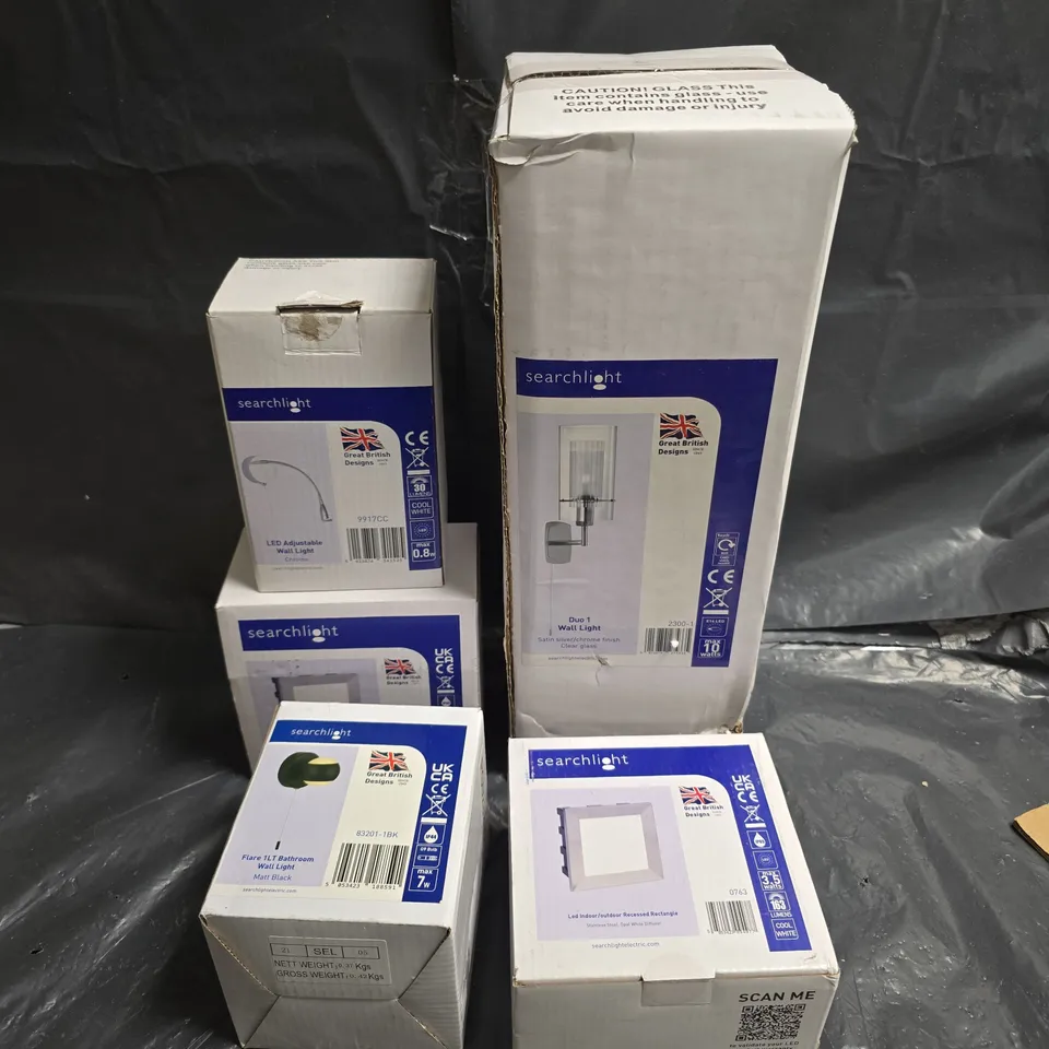 BOX OF APPROXIMATELY 8 ASSORTED LIGHTING FIXTURES IN VARIOUS DESIGNS AND COLOURS