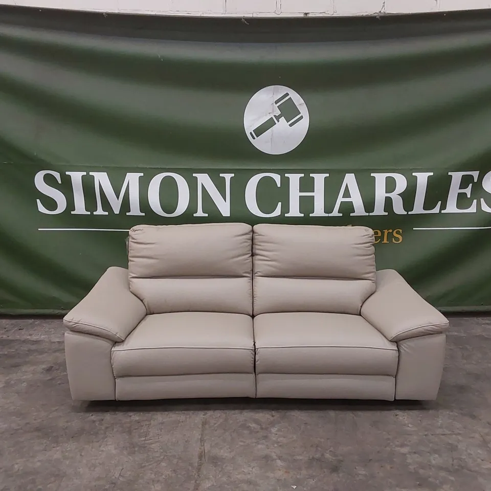 PAVILION 3 SEATER LEATHER/FAUX LEATHER POWER RECLINER SOFA - SOFT GREY RRP £1049