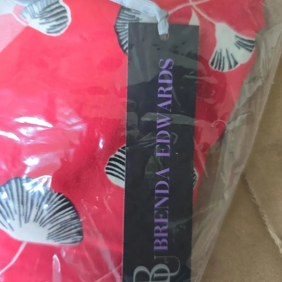 BRENDA EDWARDS RED PATTERN TOP AND BLACK PANTS JUMPSUIT SIZE L