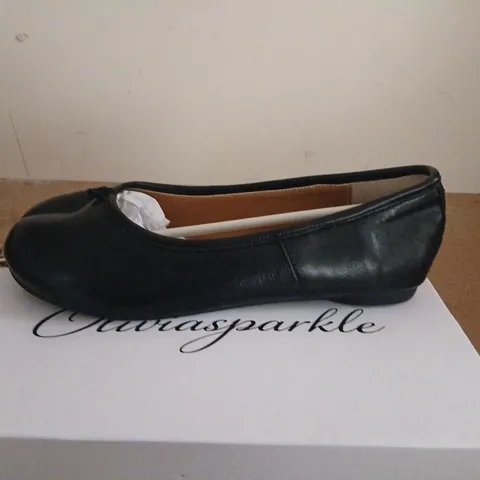 OLIVIA SPARKLE BLACK LEATHER WOMEN'S FLATS - PAIR 