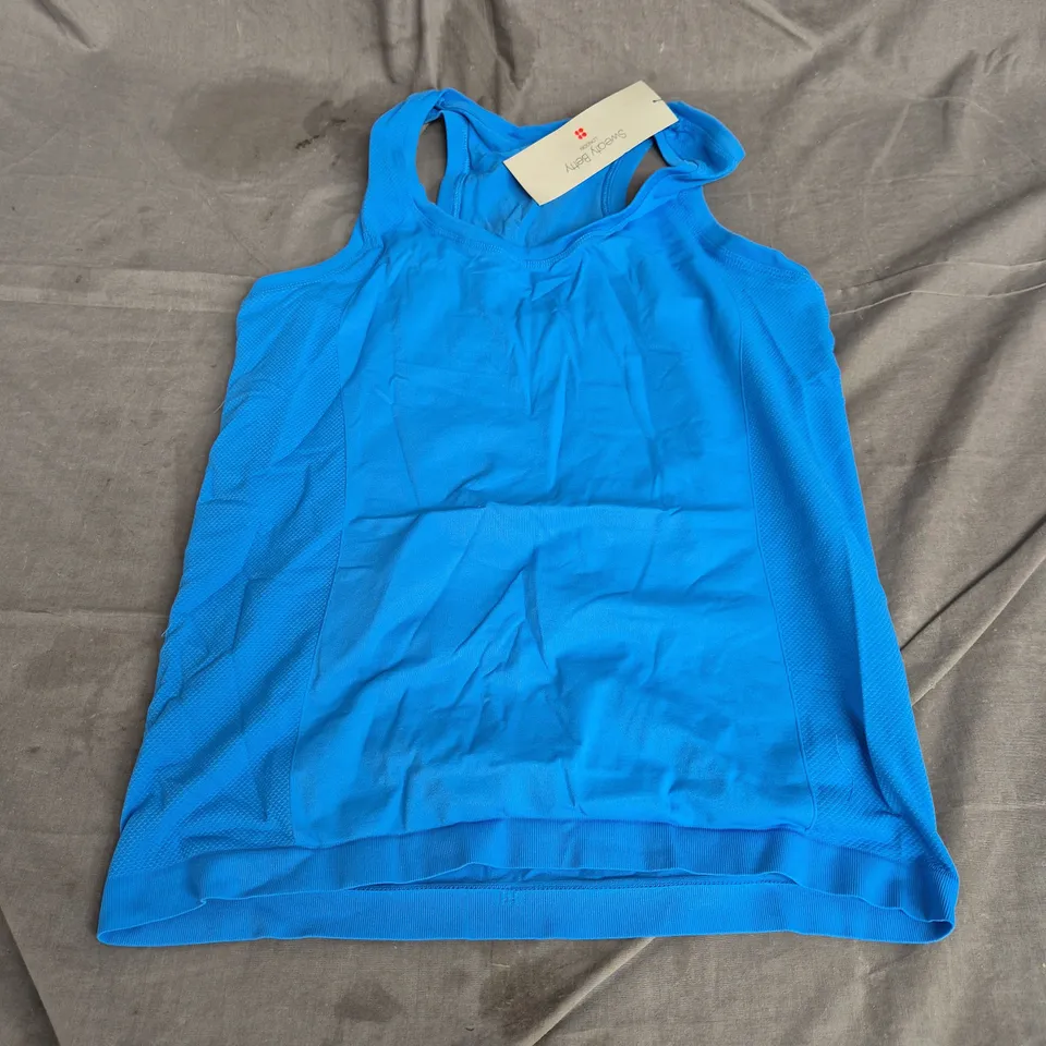 SWEATY BETTY ATHLETE SEAMLESS WORKOUT TANK TOP IN TIDAL BLUE SIZE L