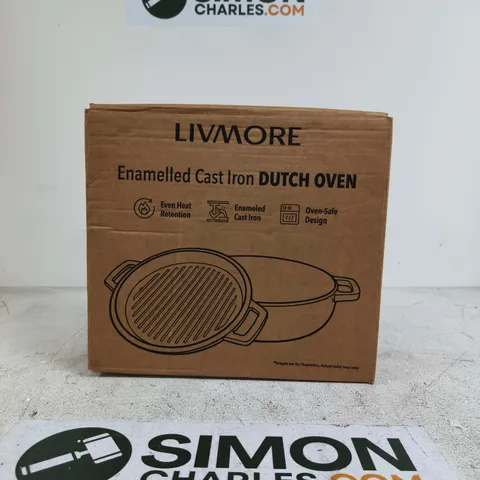 LIVMORE ENAMELLED CAST IRON DUTCH OVEN – BOXED