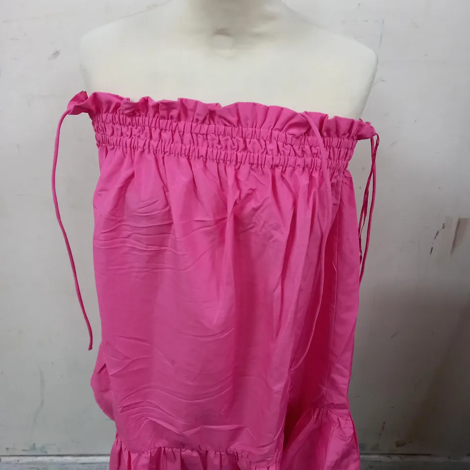 ASOS THREADBARE POPLIN RUCHED TRAPEZE DRESS IN PINK - 10