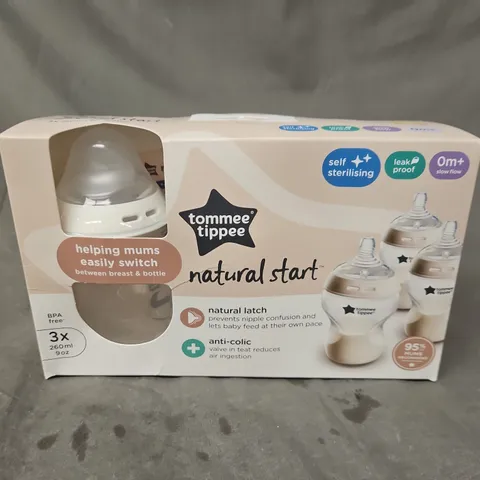 Tommee Tippee Natural Start Baby Feeding Bottle Set (3 x 260ml) – Boxed