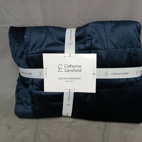 CATHERINE LANSFIELD QUILTED BEDSPREAD IN NAVY - 220X220CM