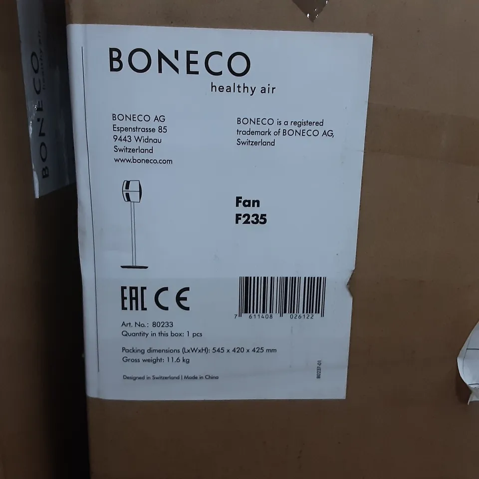 BOXED BONECO F235 HEIGHT ADJUSTABLE PEDESTAL FAN