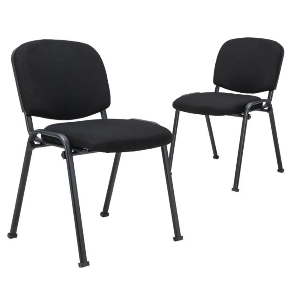 BOXED COSTWAY 2 PACK CONFERENCE CHAIR SET WITH METAL FRAME AND PADDED CUSHION BLACK