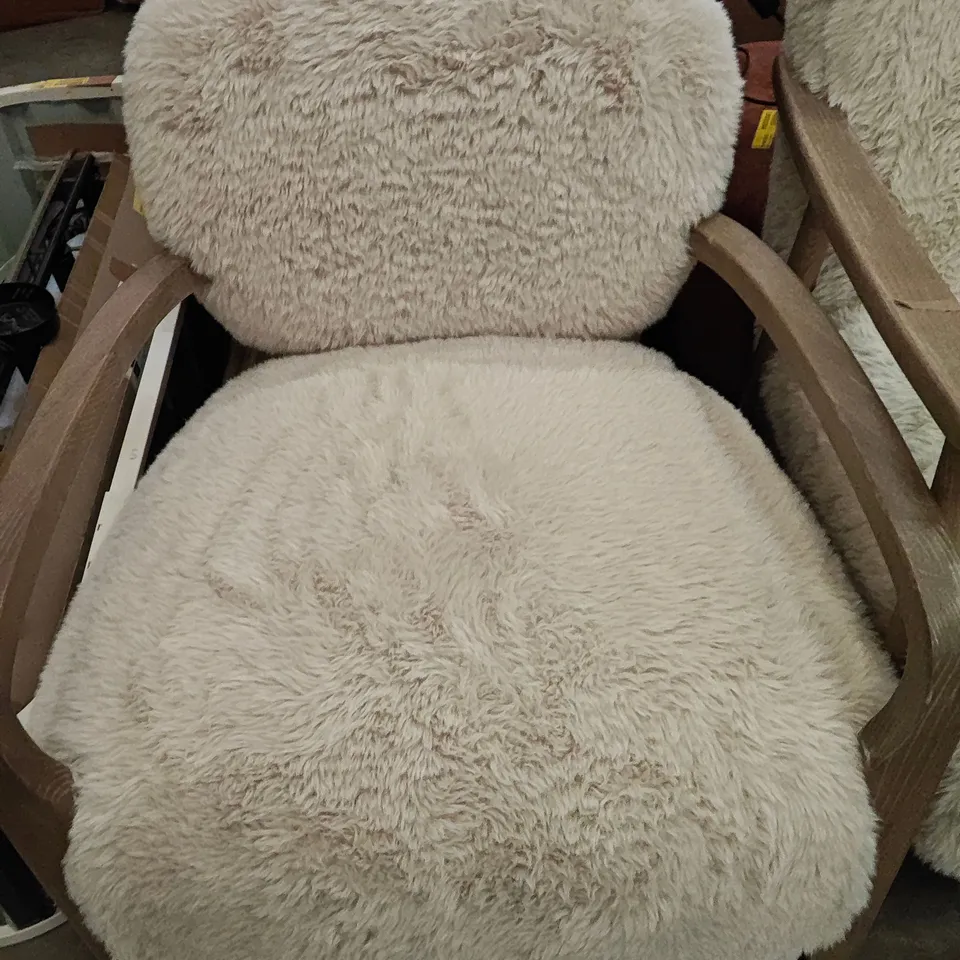 FAUX SHEEPSKIN TUFTED ARMCHAIR