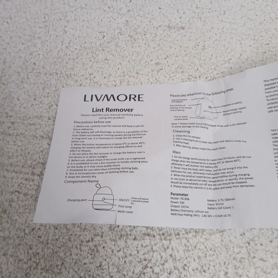 LIVMORE LINT REMOVER