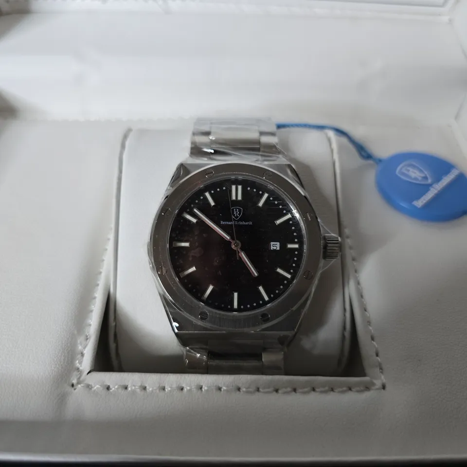 BERNARD REINHARDT WATCH – BLACK DIAL – 316 STAINLESS STEEL CASE & STRAP – SWISS MOVEMENT – SAPPHIRE CRYSTAL - 5 ATM WATER RESISTANT – GIFT BOX 