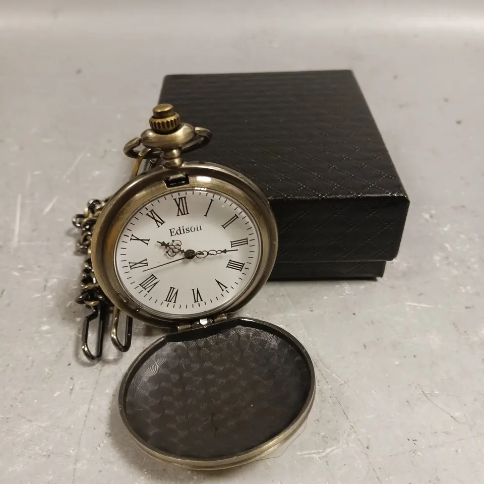MENS EDISON POCKET WATCH WITH CHAIN