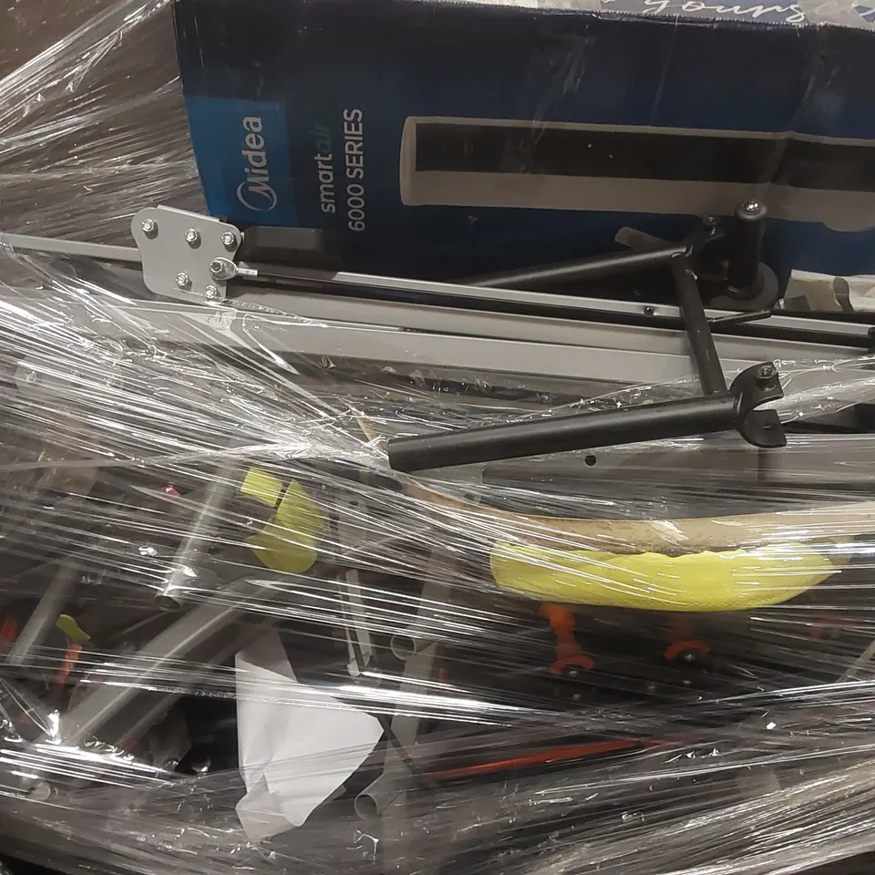 PALLET CONTAINING A VERY LARGE QUANTITY OF ASSORTED ITEMS INCLUDING: EXERCISE EQUIPMENT, MIDEA SMART AIR COOLER ECT