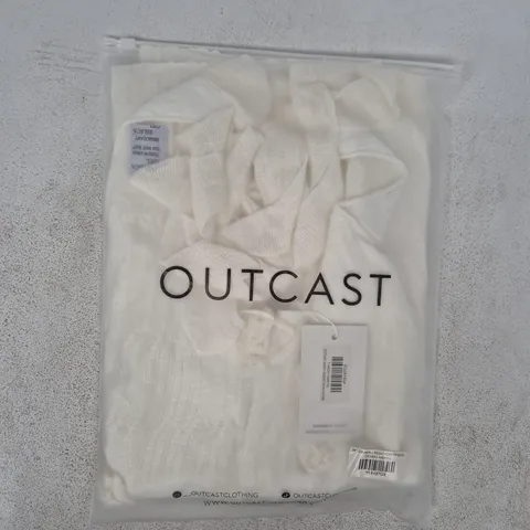 BAGGED OUTCAST BELEN MINI DRESS IN IVORY SIZE LARGE