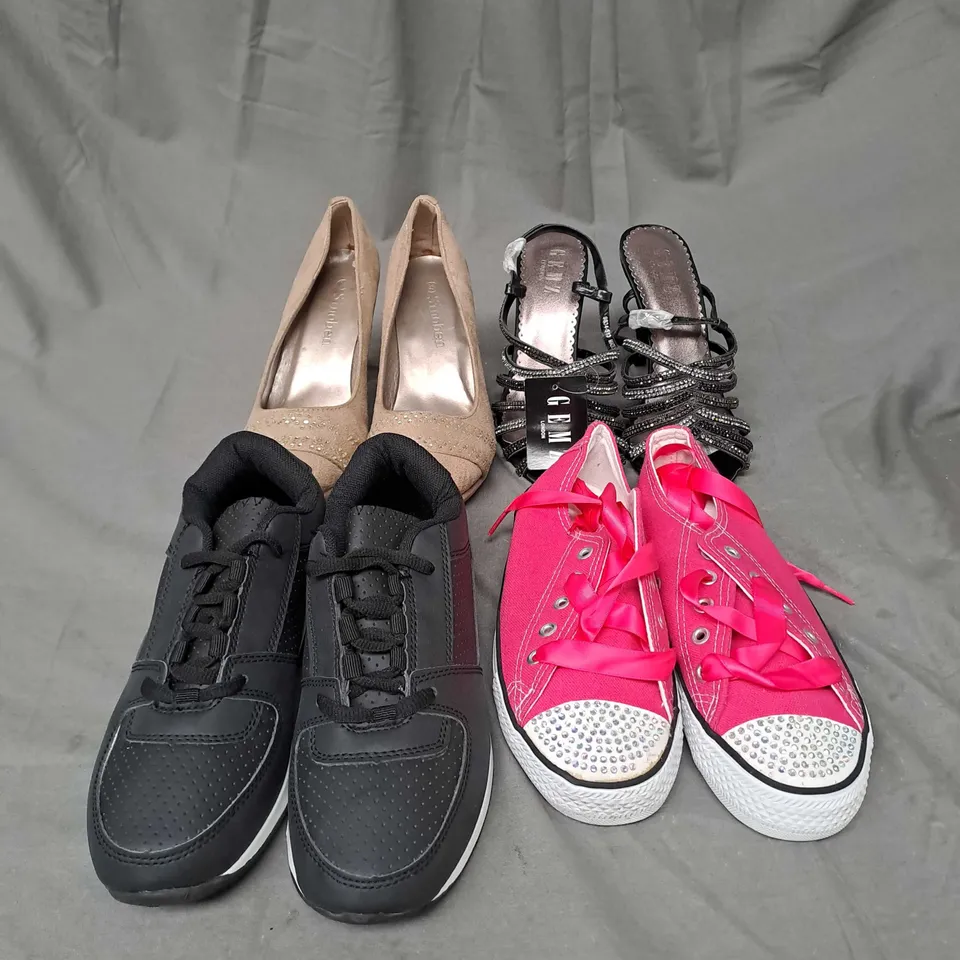 BOX OF APPROXIMATELY 12 PAIRS OF SHOES IN VARIOUS STYLES, COLOURS AND SIZES