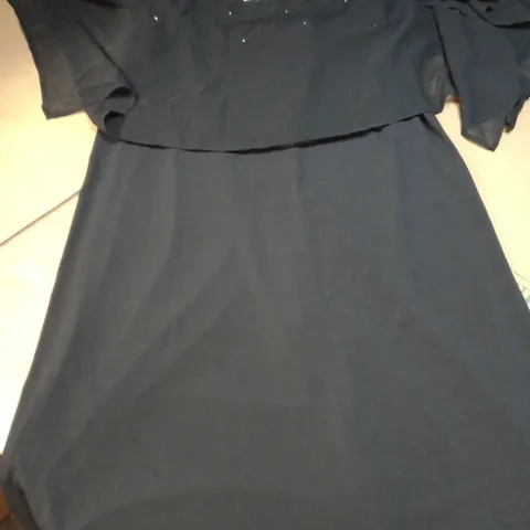 WALLIS BLACK/SPARKLE PETITE OVERLAYER DRESS - SIZE 16