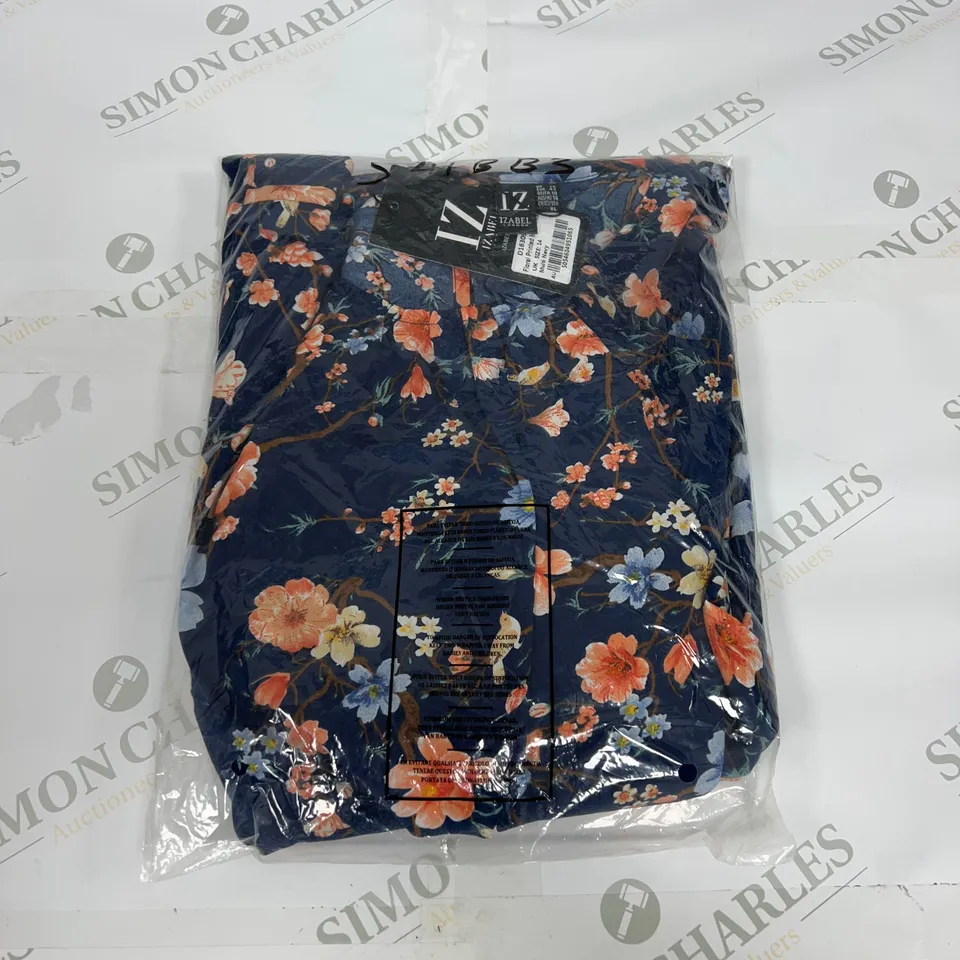 IZABEL LONDON FLORAL PRINTED MIDI DRESS IN MULTI NAVY SIZE 14