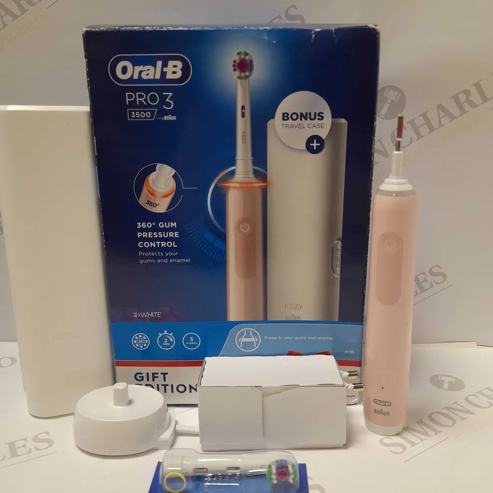 ORAL-B PRO 3 3D WHITE PINK ELECTRIC TOOTHBRUSH