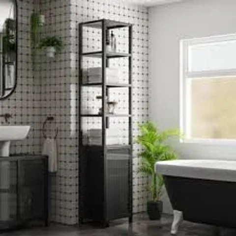 BOXED STANNIS LADDER SHELF REEDED GLASS - BLACK (1 BOX)