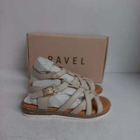 RAVEL BEIGE LEATHER SANDALS – UK 4 (EUR 37) – MODEL RLP935