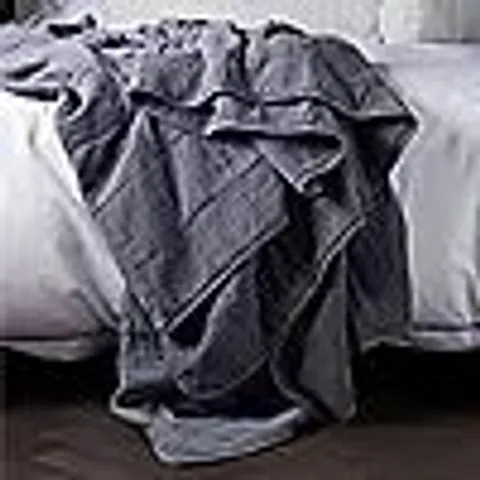 SECRET LINEN STORE QUILTED THROW FRENCH BLUE SINGLE