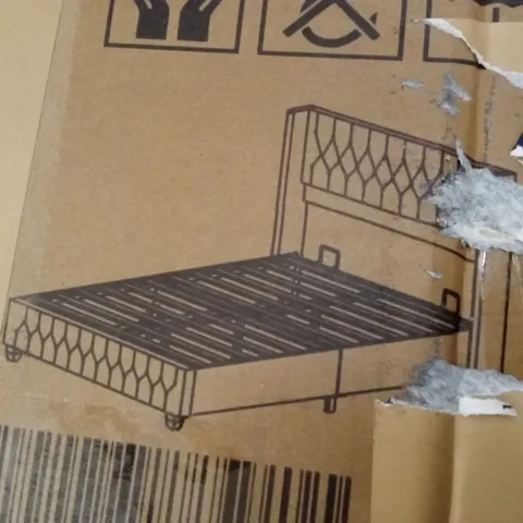 BOXED 3FT VELVET UPHOLSTERED BED FRAME WITH BUTTON TUFTED HEADBOARD (2 BOXES)