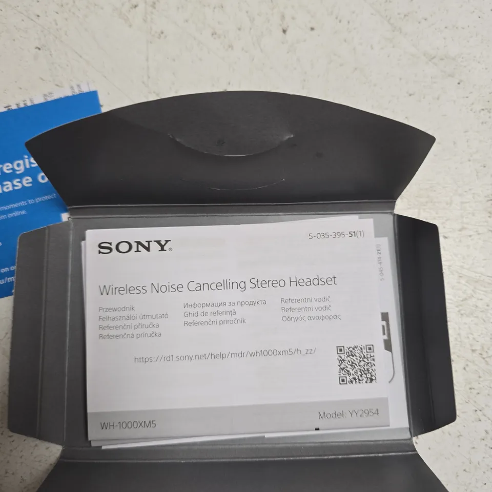 SONY WH-1000XM5 WIRELESS NOISE CANCELLING HEADPHONES – GREY WITH CASE & USB-C CABLE
