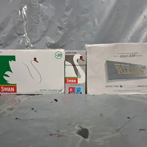 APPROXIMATELY 10 ASSORTED HOUSEHOLD ITEMS TO INCLUDE SWAN FILTER TIPS, ETC