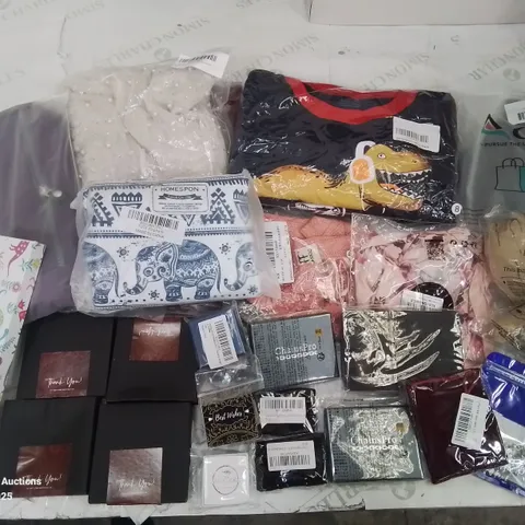 BOX CONTAINING VARIOUS BAGGED CLOTHING ITEMS AND MIXED DRESS UP/COSTUME JEWELLERY IN SILVER AND SILVER PLATE ECT.