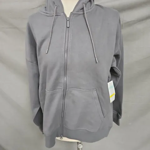 ZELLA CLOUD FLEECE LONG ZIP HOODIE IN GREY FORGED SIZE M