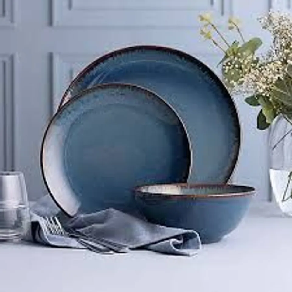 MASON CASH REACTIVE 12-PIECE DINNER SET – BLUE - COLLECTION ONLY 