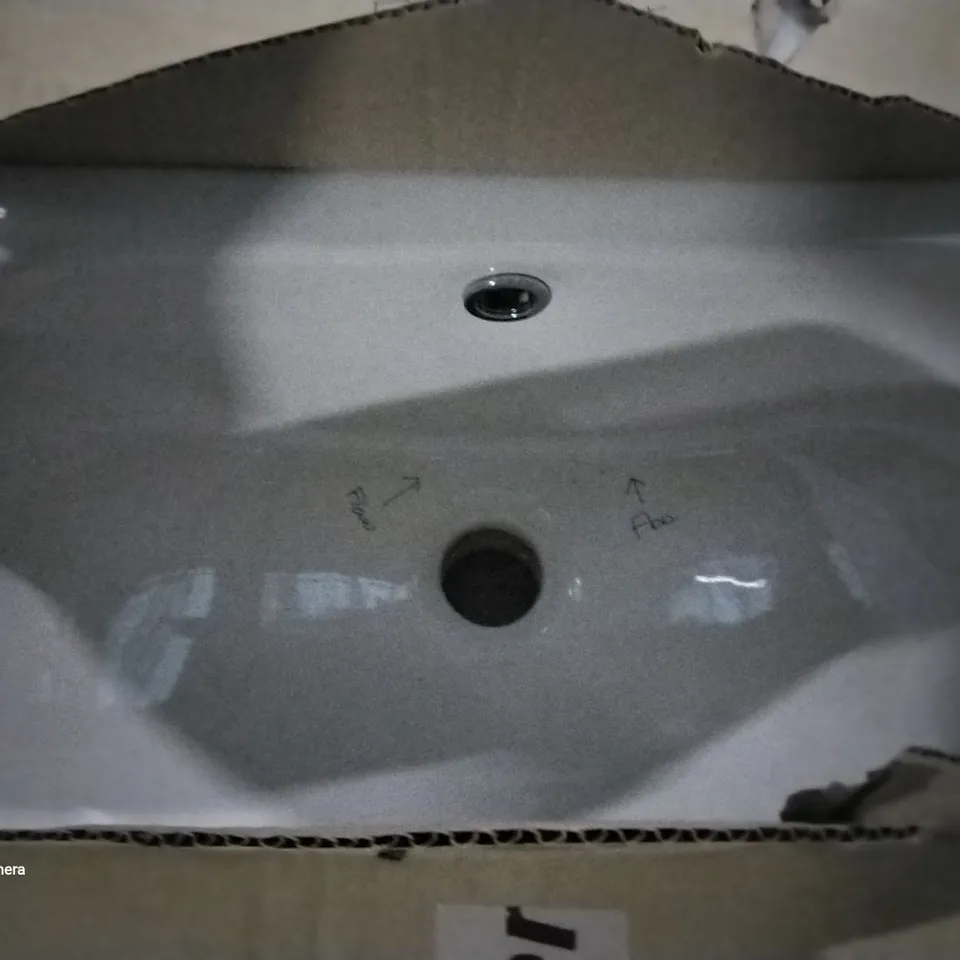 BOXED HELENA WHITE 1 TAP HOLE SEMI RECESSED BASIN