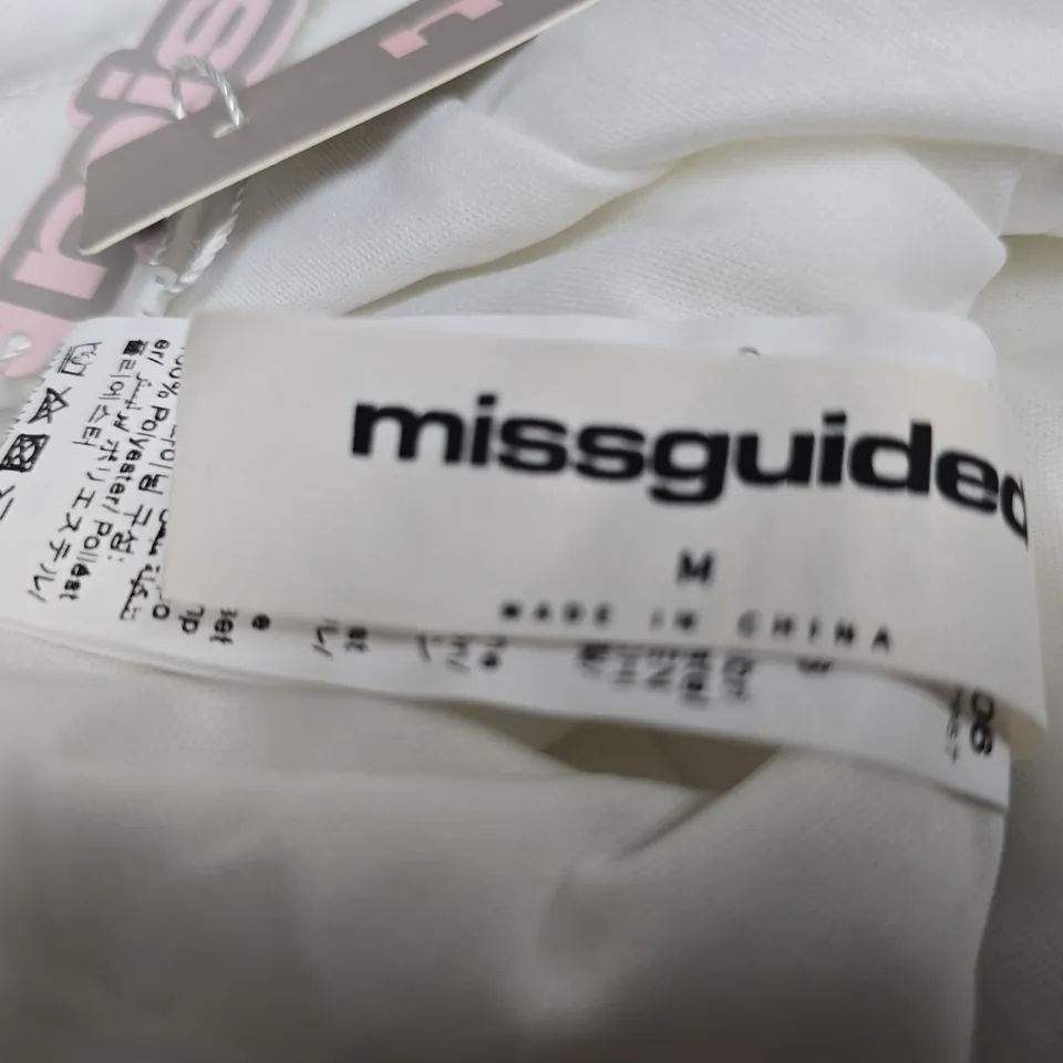 MISSGUIDED WHITE SEQUIN OVERLAY TOP – SIZE M
