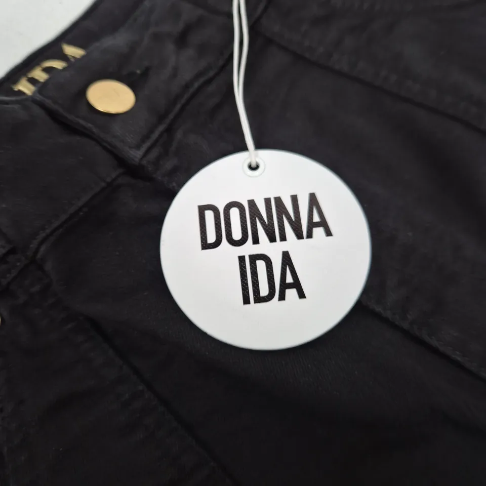 DONNA IDA MINNIE THE HIGH TOP FULL LENGTH WIDE LEG FLARED JEANS – BLACK, UK 14