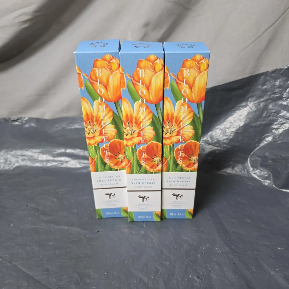 3 X BLOOMEFFECTS TULIP NECTAR SKIN REPAIR BODY BALM 120ML BOXED