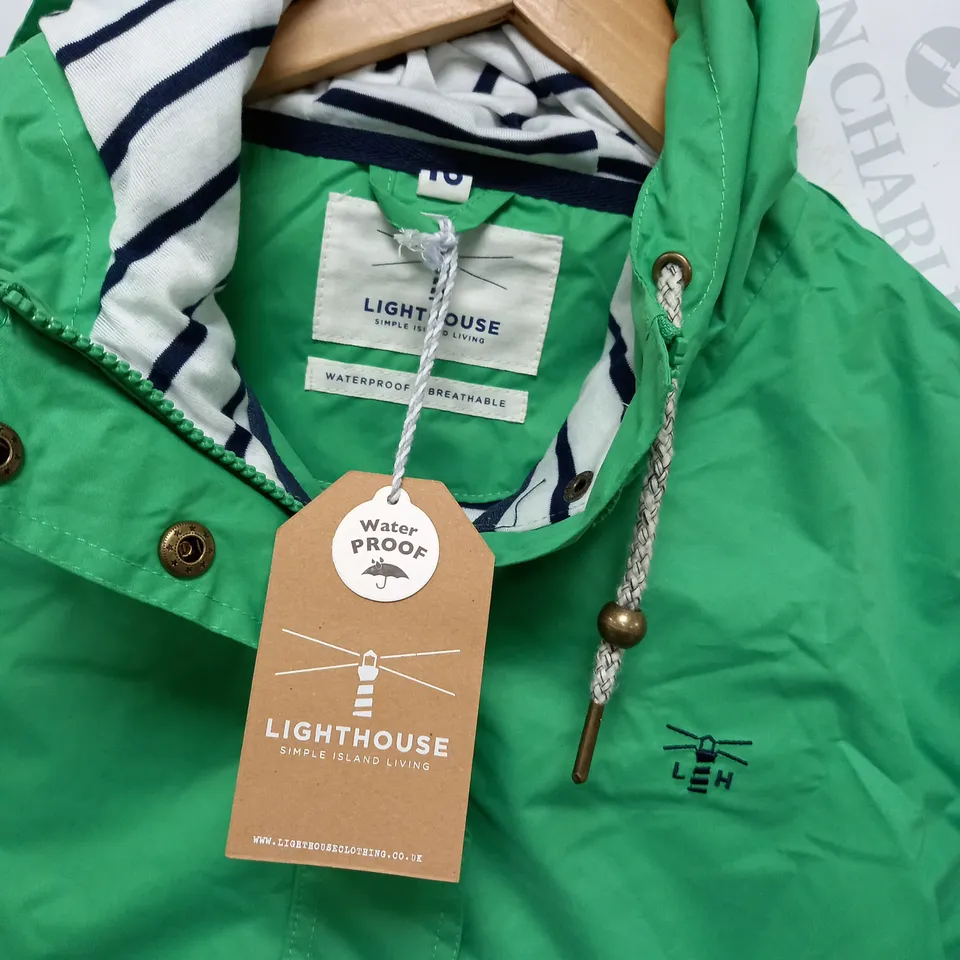 LIGHTHOUSE BEACHCOMBER LONG COAT IN GREEN - UK 16