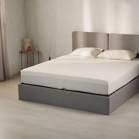 BOXED KINGSIZE EMMA STORAGE BED 180×200 -LIGHT GREY- [3 BOXES]