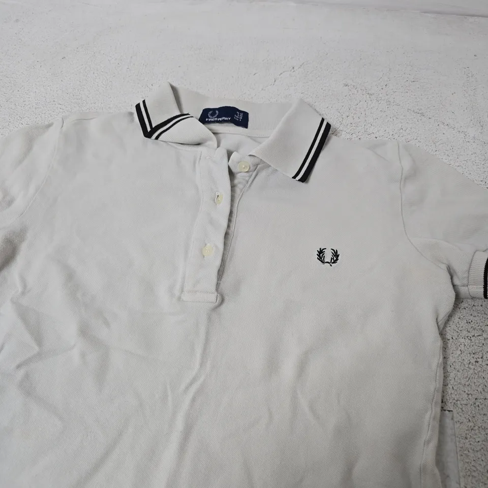 FRED PERRY WHITE POLO SHIRT - SIZE 12