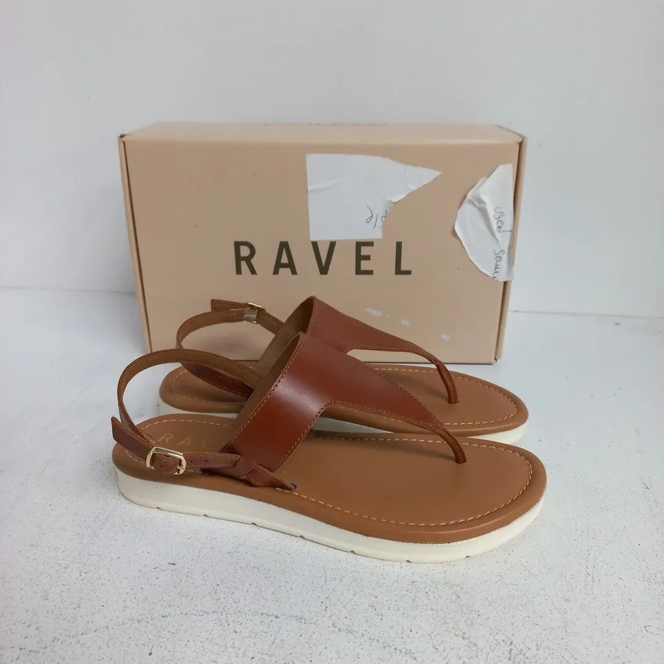 RAVEL TAN LEATHER SANDALS – UK 6 (EU 39)