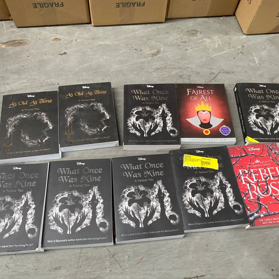 BOX OF APPROXIMATELY 10 ASSORTED BOOKS TO INCLUDE: REBEL ROSE, FAIREST OF ALL, WHAT ONCE WAS MINE