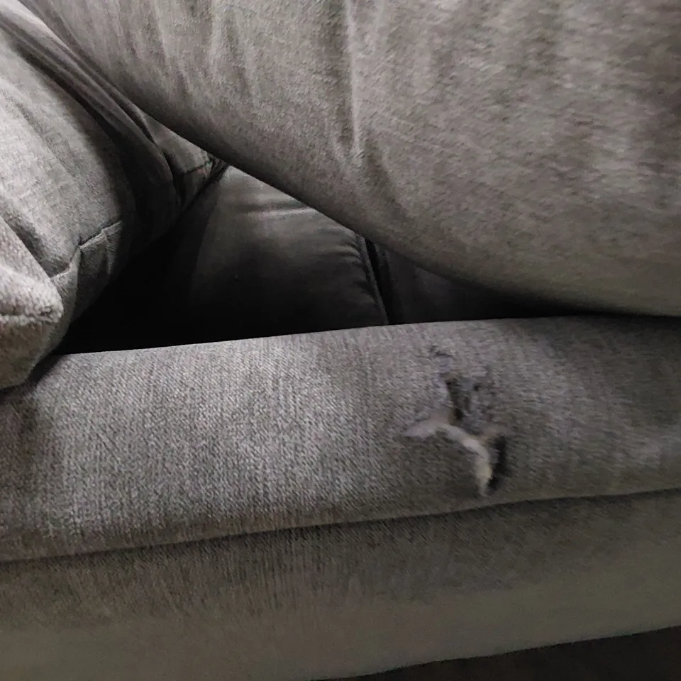 DESIGNER DURY TWO SEATER SOFA WITH SCATTER CUSHIONS GREY FABRIC 